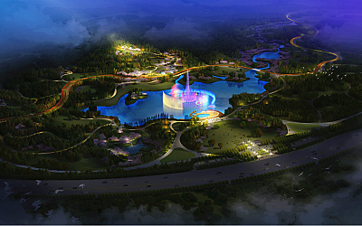 從唐山東湖森林公園看森林公園夜景規劃